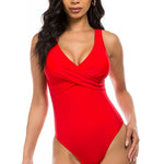 PLEATED CROSS GATHERING LOW V ONE PIECE-Evergreen Boutique