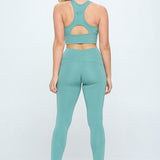 Two Piece Activewear Set with Cut-Out Detail-Evergreen Boutique