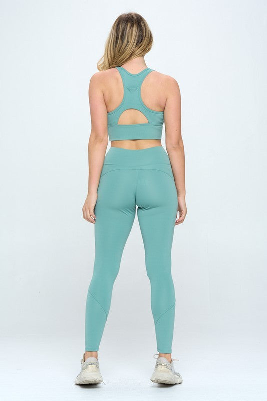 Two Piece Activewear Set with Cut-Out Detail-Evergreen Boutique