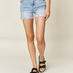 Judy Blue Full Size High Waist Rolled Denim Shorts-Evergreen Boutique