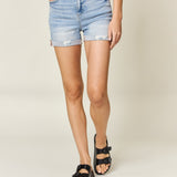 Judy Blue Full Size High Waist Rolled Denim Shorts-Evergreen Boutique