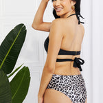 Marina West Swim Summer Splash Halter Bikini Set in Black-Evergreen Boutique