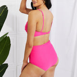 Marina West Swim Take A Dip Twist High-Rise Bikini in Pink-Evergreen Boutique