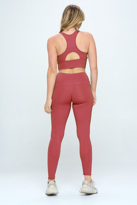 Two Piece Activewear Set with Cut-Out Detail-Evergreen Boutique