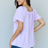 Ninexis Keep Me Close Square Neck Short Sleeve Blouse in Lavender-Evergreen Boutique