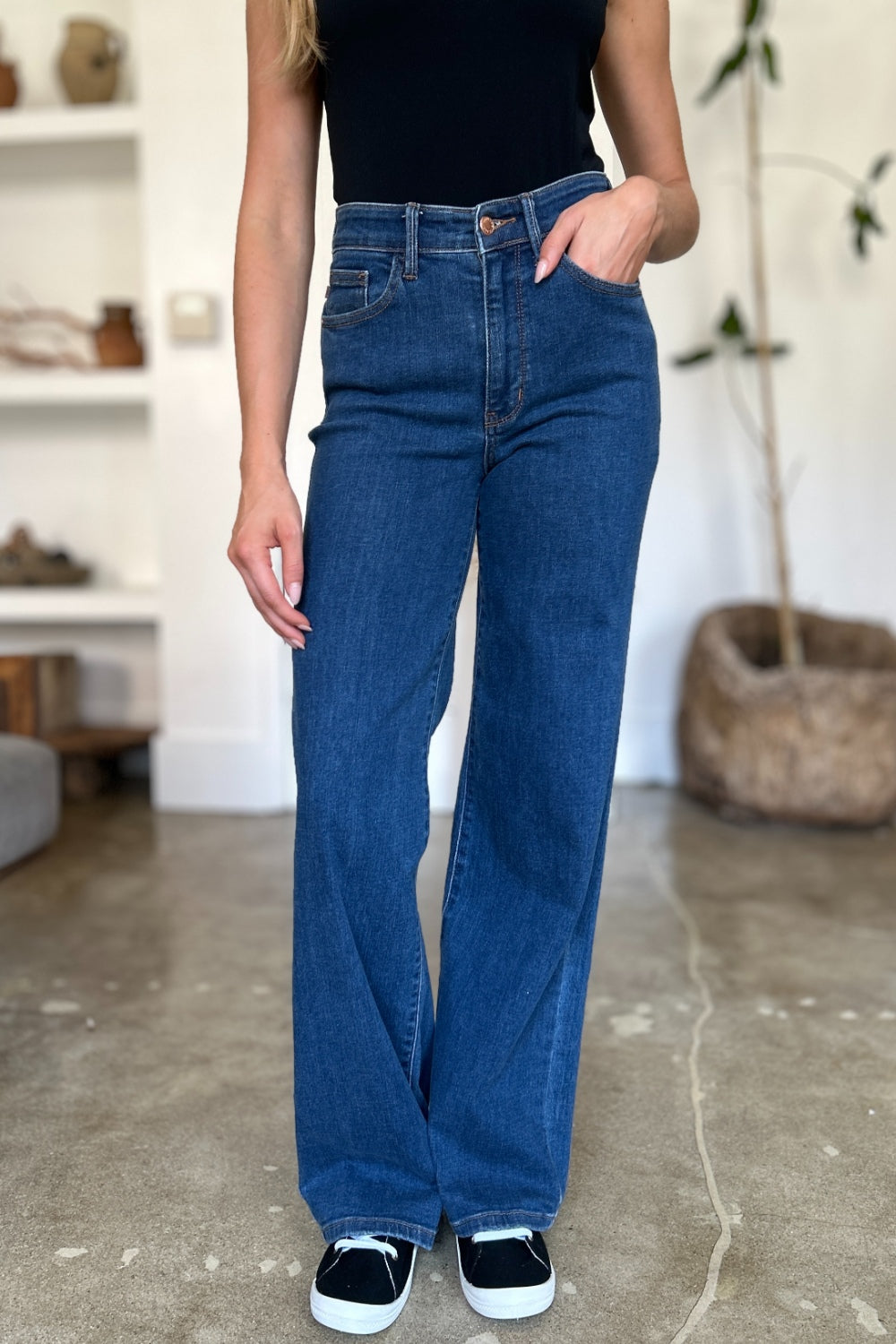 Judy Blue Full Size High Rise Straight Jeans - Evergreen Boutique