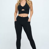 Two Piece Activewear Set with Cut-Out Detail-Evergreen Boutique