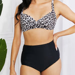 Marina West Swim Take A Dip Twist High-Rise Bikini in Leopard-Evergreen Boutique