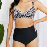 Marina West Swim Take A Dip Twist High-Rise Bikini in Leopard-Evergreen Boutique