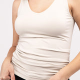 Front & Back 2-Way V-Neck Seamless Tank-Evergreen Boutique