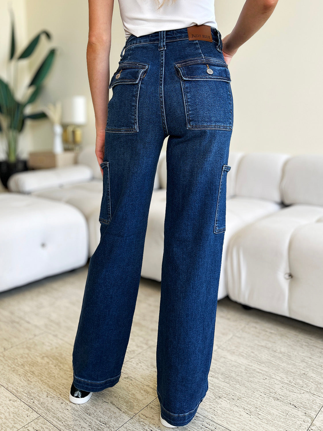 Judy Blue Full Size High Waist Straight Cargo Jeans-Evergreen Boutique