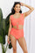 Marina West Swim Sanibel Crop Swim Top and Ruched Bottoms Set in Coral-Evergreen Boutique