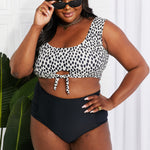 Marina West Swim Sanibel Crop Swim Top and Ruched Bottoms Set in Black-Evergreen Boutique