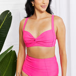 Marina West Swim Take A Dip Twist High-Rise Bikini in Pink-Evergreen Boutique