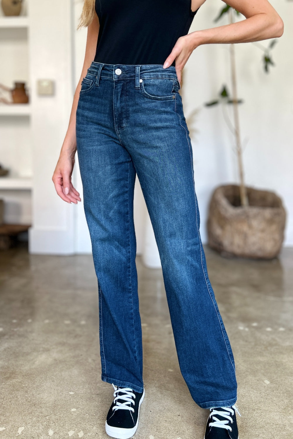 Judy Blue Full Size Tummy Control Straight Jeans-Evergreen Boutique